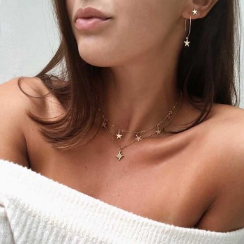 Bls-miracle Boho Geometric Necklace For Women Choker Classic Chain Multi Layered Crystal Necklaces Jewelry Wholesale 2018 New