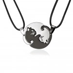 Couples Jewelry Necklace Pendant Black white Couple Necklaces Titanium Steel Animal Cat Pendants Necklace Christmas Gifts