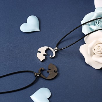 Couples Jewelry Necklace Pendant Black white Couple Necklaces Titanium Steel Animal Cat Pendants Necklace Christmas Gifts