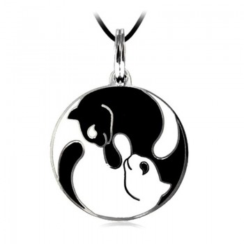 Couples Jewelry Necklace Pendant Black white Couple Necklaces Titanium Steel Animal Cat Pendants Necklace Christmas Gifts