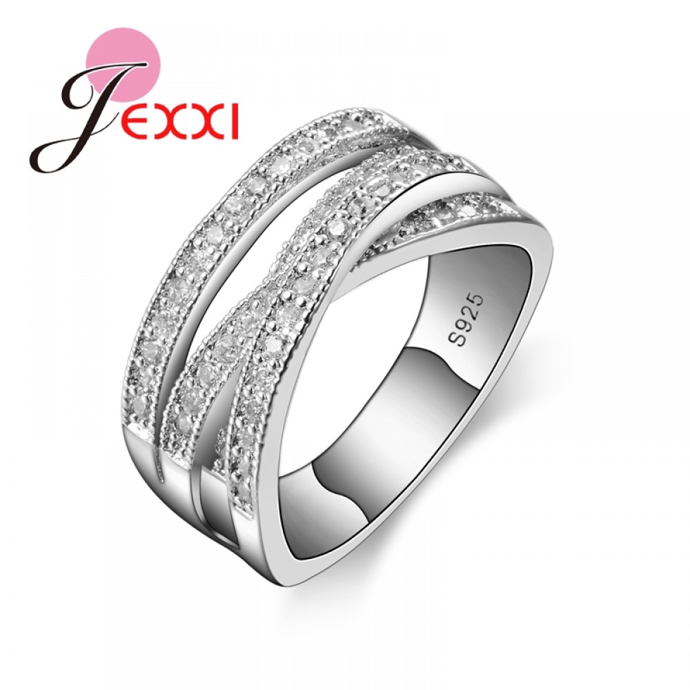 JEMMIN Fashion Rings For Women Party Elegant Luxury Bridal Jewelry 925 Sterling Silver Luxury Crystal Wedding Engagement Ring