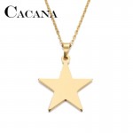 CACANA Stainless Steel Necklace For Women Man Lovers Pentagram Gold And Silver Color Pendant Necklace Engagement Jewelry