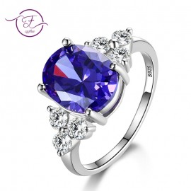 Standard Sterling Silver S925 Ring Fashion Womens rings Wedding Party Gifts 8X10MM Amethyst rings Hot sale New Trendy 2018