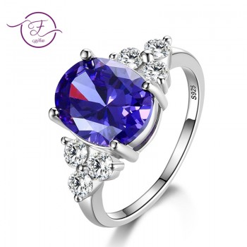Standard Sterling Silver S925 Ring Fashion Womens rings Wedding Party Gifts 8X10MM Amethyst rings Hot sale New Trendy 2018
