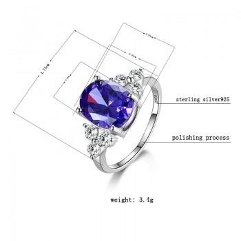 Standard Sterling Silver S925 Ring Fashion Womens rings Wedding Party Gifts 8X10MM Amethyst rings Hot sale New Trendy 2018
