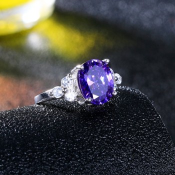 Standard Sterling Silver S925 Ring Fashion Womens rings Wedding Party Gifts 8X10MM Amethyst rings Hot sale New Trendy 2018