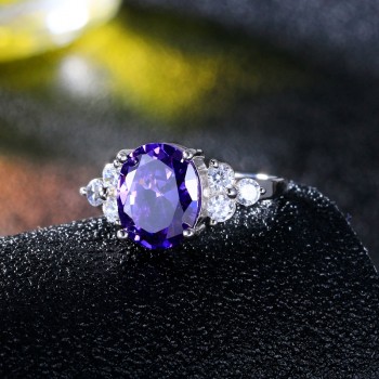Standard Sterling Silver S925 Ring Fashion Womens rings Wedding Party Gifts 8X10MM Amethyst rings Hot sale New Trendy 2018