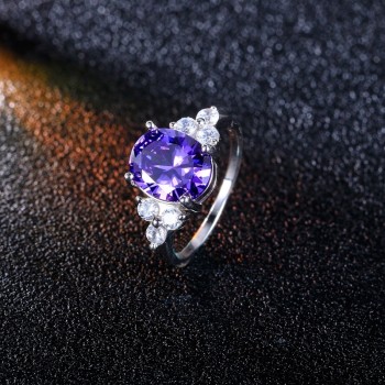 Standard Sterling Silver S925 Ring Fashion Womens rings Wedding Party Gifts 8X10MM Amethyst rings Hot sale New Trendy 2018