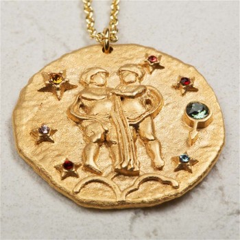 Sauvoo 2019 Women Men 12 Constellation Zodiac Necklace Gold Long Chain Cancer Taurus Leo Pendant Necklace Valentines Day Gift
