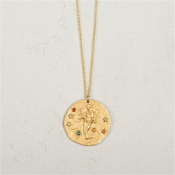 Sauvoo 2019 Women Men 12 Constellation Zodiac Necklace Gold Long Chain Cancer Taurus Leo Pendant Necklace Valentines Day Gift