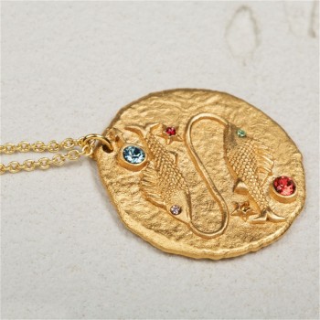 Sauvoo 2019 Women Men 12 Constellation Zodiac Necklace Gold Long Chain Cancer Taurus Leo Pendant Necklace Valentines Day Gift