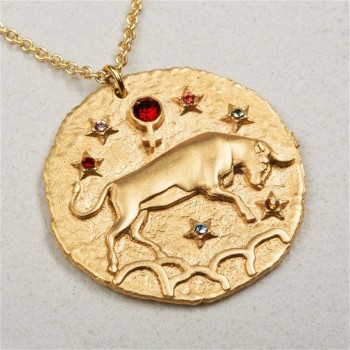Sauvoo 2019 Women Men 12 Constellation Zodiac Necklace Gold Long Chain Cancer Taurus Leo Pendant Necklace Valentines Day Gift