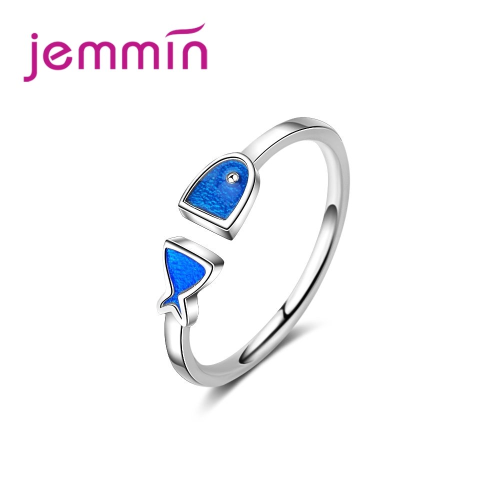 JEMMIN Unique Design Fish Shape Openning Rings 925 Sterling Silver Adjustable Size For Women Girl Appointment Anniversary