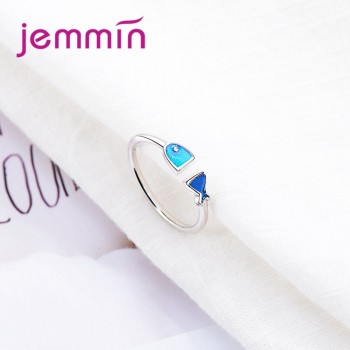 JEMMIN Unique Design Fish Shape Openning Rings 925 Sterling Silver Adjustable Size For Women Girl Appointment Anniversary