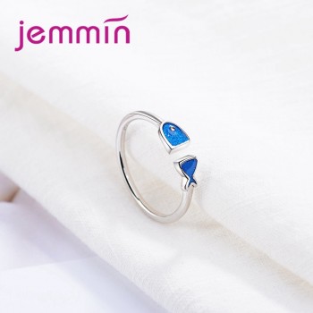 JEMMIN Unique Design Fish Shape Openning Rings 925 Sterling Silver Adjustable Size For Women Girl Appointment Anniversary