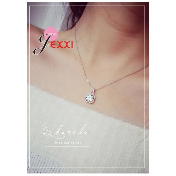 PATICO Hot 925 Sterling Silver Necklace And Pendants Jewelry For Women With Box Chain Luxurious Big CZ Crystal Stone Accessories