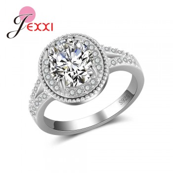 JEMMIN Cubic Zirconia New Trendy Round Luxury 925 Sterling Silver Rings Hot Sale Big Promotions Romantic Women Wedding Jewelry