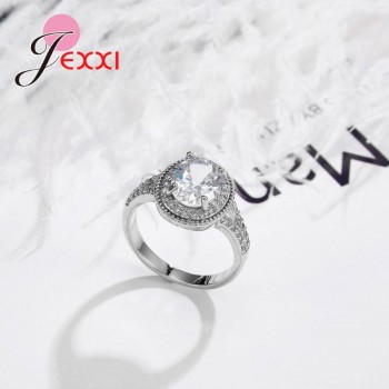 JEMMIN Cubic Zirconia New Trendy Round Luxury 925 Sterling Silver Rings Hot Sale Big Promotions Romantic Women Wedding Jewelry