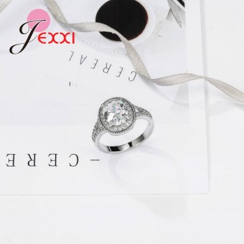 JEMMIN Cubic Zirconia New Trendy Round Luxury 925 Sterling Silver Rings Hot Sale Big Promotions Romantic Women Wedding Jewelry