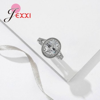 JEMMIN Cubic Zirconia New Trendy Round Luxury 925 Sterling Silver Rings Hot Sale Big Promotions Romantic Women Wedding Jewelry