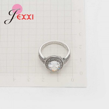 JEMMIN Cubic Zirconia New Trendy Round Luxury 925 Sterling Silver Rings Hot Sale Big Promotions Romantic Women Wedding Jewelry