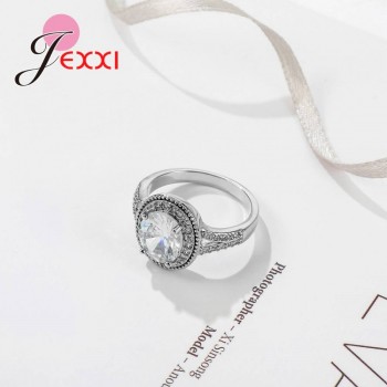 JEMMIN Cubic Zirconia New Trendy Round Luxury 925 Sterling Silver Rings Hot Sale Big Promotions Romantic Women Wedding Jewelry