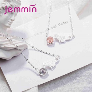 JEMMIN 925 Sterling Silver Pendant Necklace Pink Gray Opal Popular Women Appointment Jewelry Design Fashion High Quality