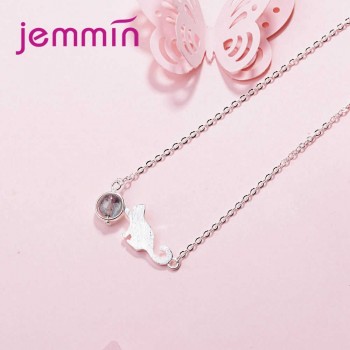 JEMMIN 925 Sterling Silver Pendant Necklace Pink Gray Opal Popular Women Appointment Jewelry Design Fashion High Quality