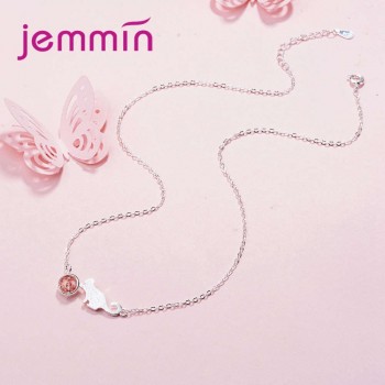 JEMMIN 925 Sterling Silver Pendant Necklace Pink Gray Opal Popular Women Appointment Jewelry Design Fashion High Quality