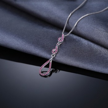 JewelryPalace Brand 0.24ct Created Ruby Water Drop Pendant Necklace S925 Sterling Silver 45cm Chain  Fine Jewelry For Women Gift