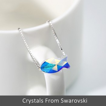 BAFFIN Simple Fish Pendant Necklaces For Women Colorful Playful Beads Jewelry Crystals From Swarovski S925 Silver Girls Gift