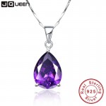 JQUEEN Wholesale 925 Sterling Silver Jewelry Pearl Cut Waterdrop Amethyst Pendant Necklace for Womens Clothing amp; Accessories