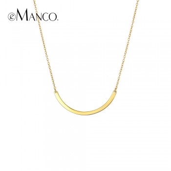 e-Manco Gold Arc-shaped Pendant Necklace 925 Silver Simple Classic Silver Pendant Necklace Women Fine Jewelry Geometry Necklace