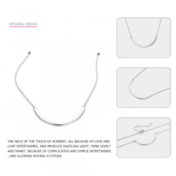 e-Manco Gold Arc-shaped Pendant Necklace 925 Silver Simple Classic Silver Pendant Necklace Women Fine Jewelry Geometry Necklace