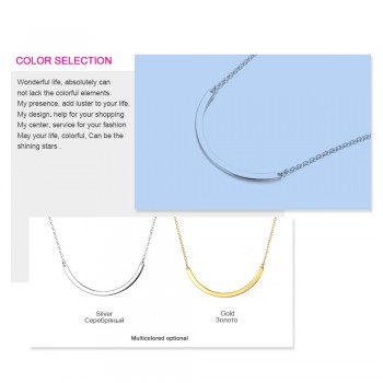 e-Manco Gold Arc-shaped Pendant Necklace 925 Silver Simple Classic Silver Pendant Necklace Women Fine Jewelry Geometry Necklace
