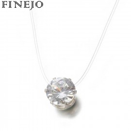 FINEJO New Necklace Jewelry Transparent Fashion Invisible Fishing Line Gift Rhinestones Chain Women Pendant Necklace
