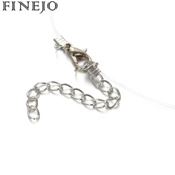 FINEJO New Necklace Jewelry Transparent Fashion Invisible Fishing Line Gift Rhinestones Chain Women Pendant Necklace