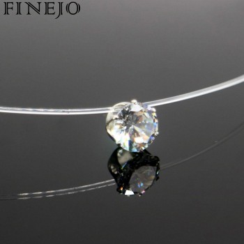 FINEJO New Necklace Jewelry Transparent Fashion Invisible Fishing Line Gift Rhinestones Chain Women Pendant Necklace