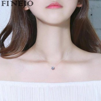 FINEJO New Necklace Jewelry Transparent Fashion Invisible Fishing Line Gift Rhinestones Chain Women Pendant Necklace