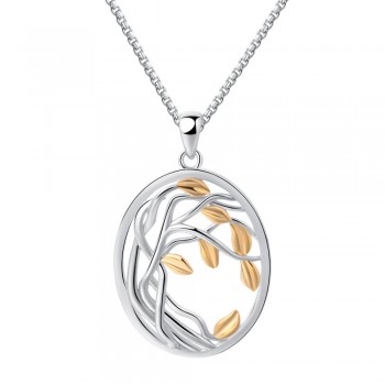 SA SILVERAGE 925 Sterling Silver Tree of Life Pendant Necklaces for Women Gold Color Silver Long Maxi Chain Necklace Chokers