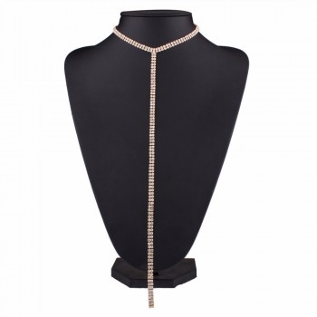Long Tassel Simple Crystal Rhinestone Choker Necklace Women Gem Statement Luxury Collares Chokers chocker Collier Bijoux