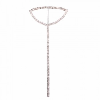 Long Tassel Simple Crystal Rhinestone Choker Necklace Women Gem Statement Luxury Collares Chokers chocker Collier Bijoux