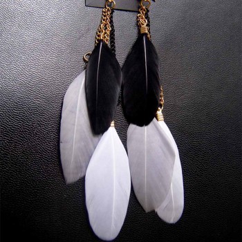 MISANANRYNE Fashion Women Ear Jewelry fluorescent Color Drop Earrings Ladies Long Tassel Feather Earrings 10 Colors Available