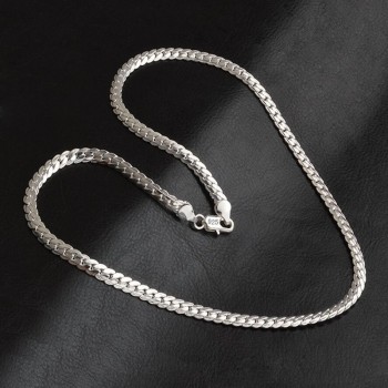 Hot Sales 925 Silver Necklace Charm Woman Man 50cm Silver 6MM Full Sideways Necklace Fashion Brand Jewelry