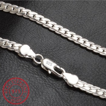 Hot Sales 925 Silver Necklace Charm Woman Man 50cm Silver 6MM Full Sideways Necklace Fashion Brand Jewelry