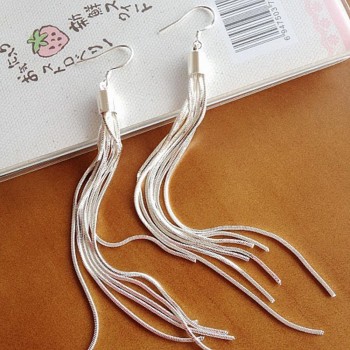 Jiayiqi Vintage Long Earrings Silver color Tassel Earrings High Quality Earrings Fashion Jewelry for Women Best Gift 2018