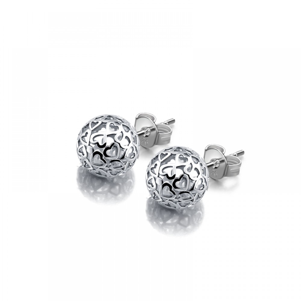 Fashion statement earrings 2019 Hollow  ball Geometric earrings For Women  100% Solid 925 Sterling silver Stud earrings Jewelry
