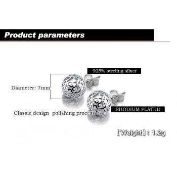 Fashion statement earrings 2019 Hollow  ball Geometric earrings For Women  100% Solid 925 Sterling silver Stud earrings Jewelry
