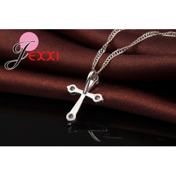 Lovers Best Gift Simple Elegant 925 Sterling Silver Chain Cubic Cross Necklace For Women Best Gift Jewelry
