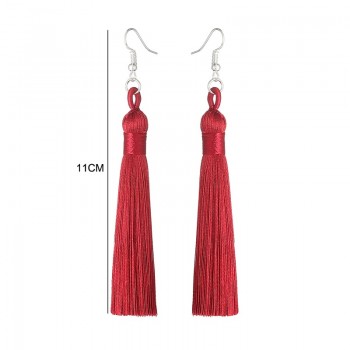 LOVBEAFAS Boho Drop Tassel Women Earrings Long Fringe Dangle Earrings Silk Fabric Rope Wrap Ethnic Vintage 2019 Fashion Jewelry